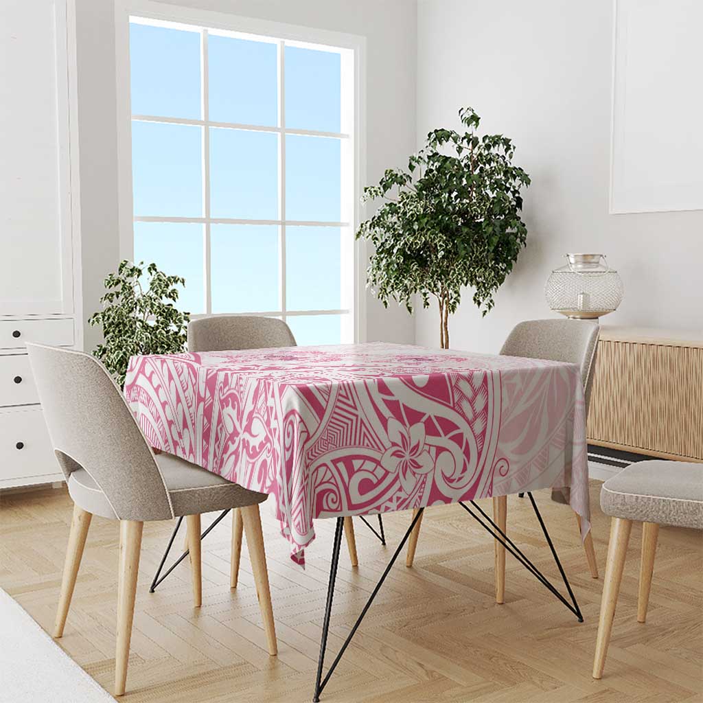 Pink White Polynesia Floral Sea Turtle Tablecloth - Polynesian Pride