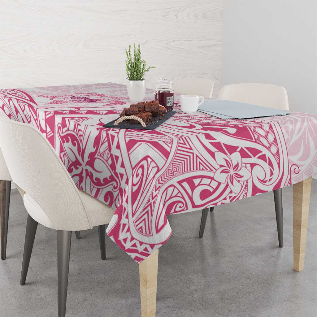 Pink White Polynesia Floral Sea Turtle Tablecloth - Polynesian Pride