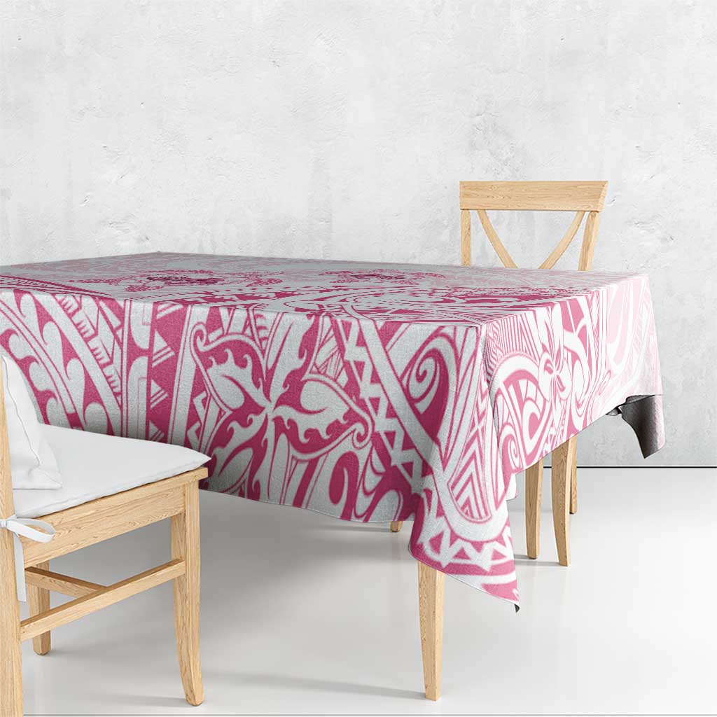 Pink White Polynesia Floral Sea Turtle Tablecloth - Polynesian Pride