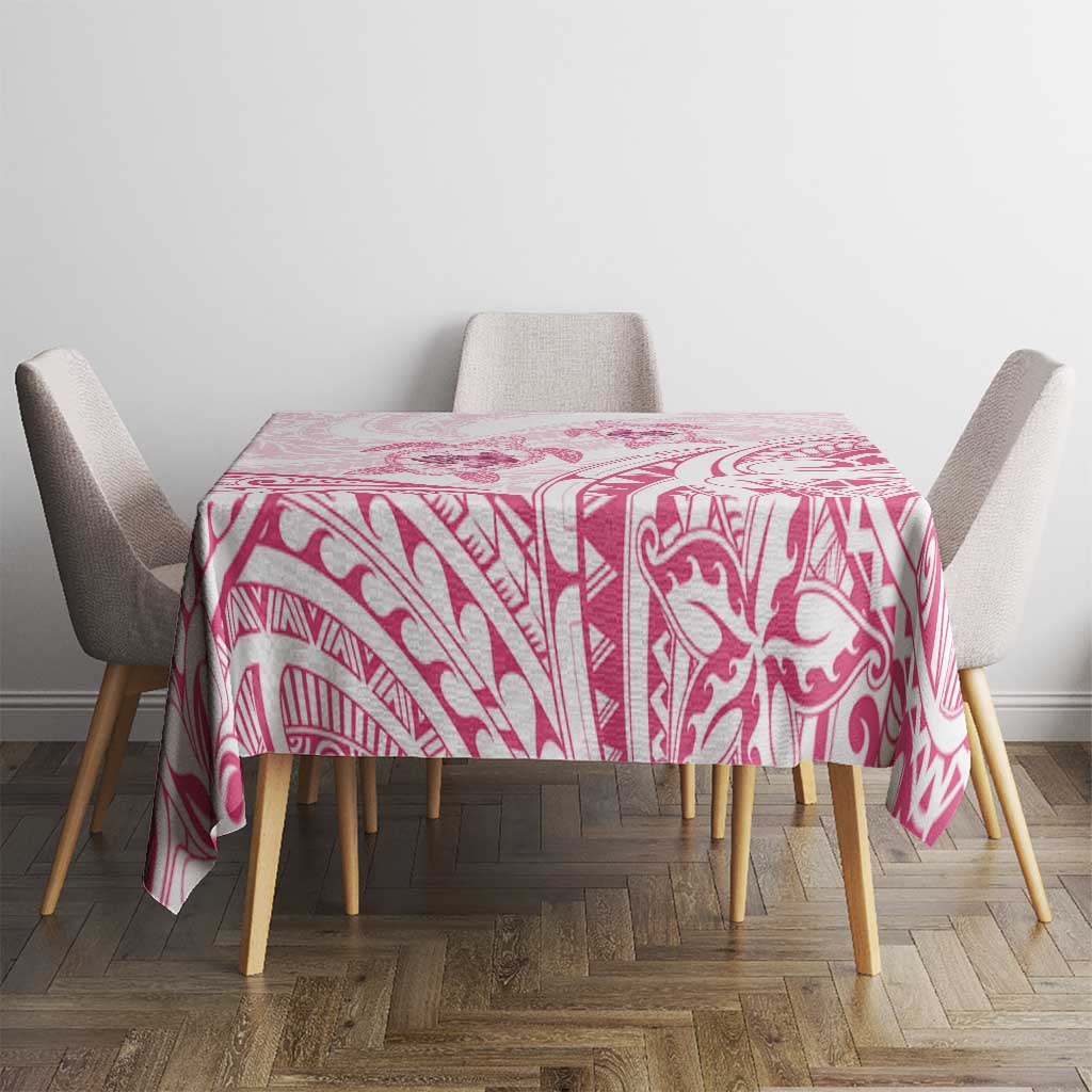 Pink White Polynesia Floral Sea Turtle Tablecloth - Polynesian Pride