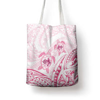 Pink White Polynesia Floral Sea Turtle Tote Bag - Polynesian Pride