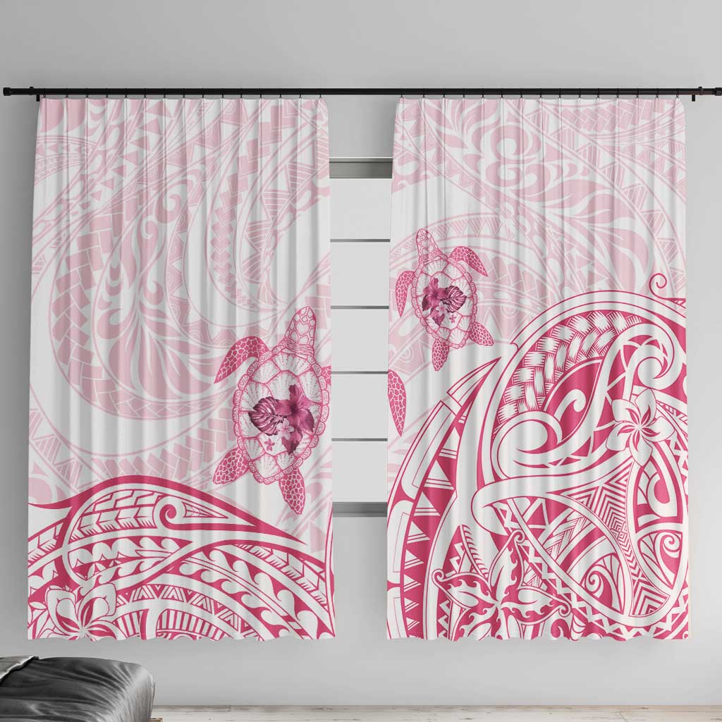 Pink White Polynesia Floral Sea Turtle Window Curtain - Polynesian Pride