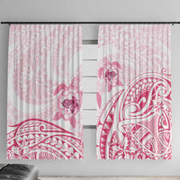 Pink White Polynesia Floral Sea Turtle Window Curtain - Polynesian Pride