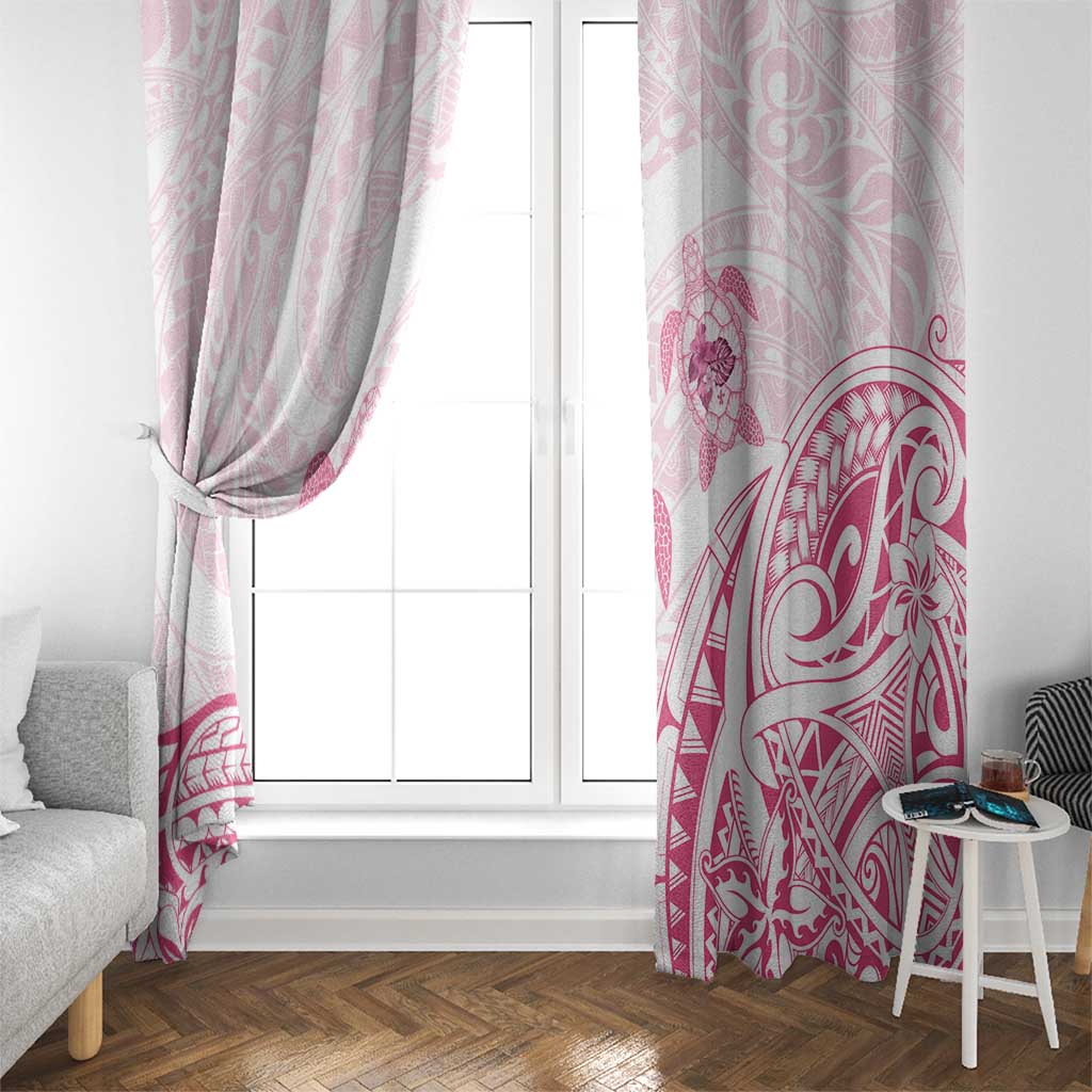 Pink White Polynesia Floral Sea Turtle Window Curtain - Polynesian Pride