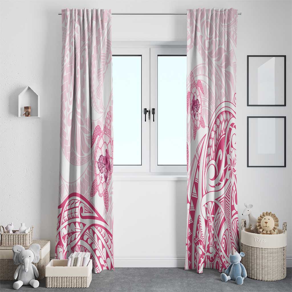 Pink White Polynesia Floral Sea Turtle Window Curtain - Polynesian Pride