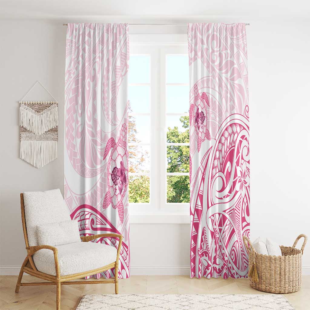 Pink White Polynesia Floral Sea Turtle Window Curtain - Polynesian Pride