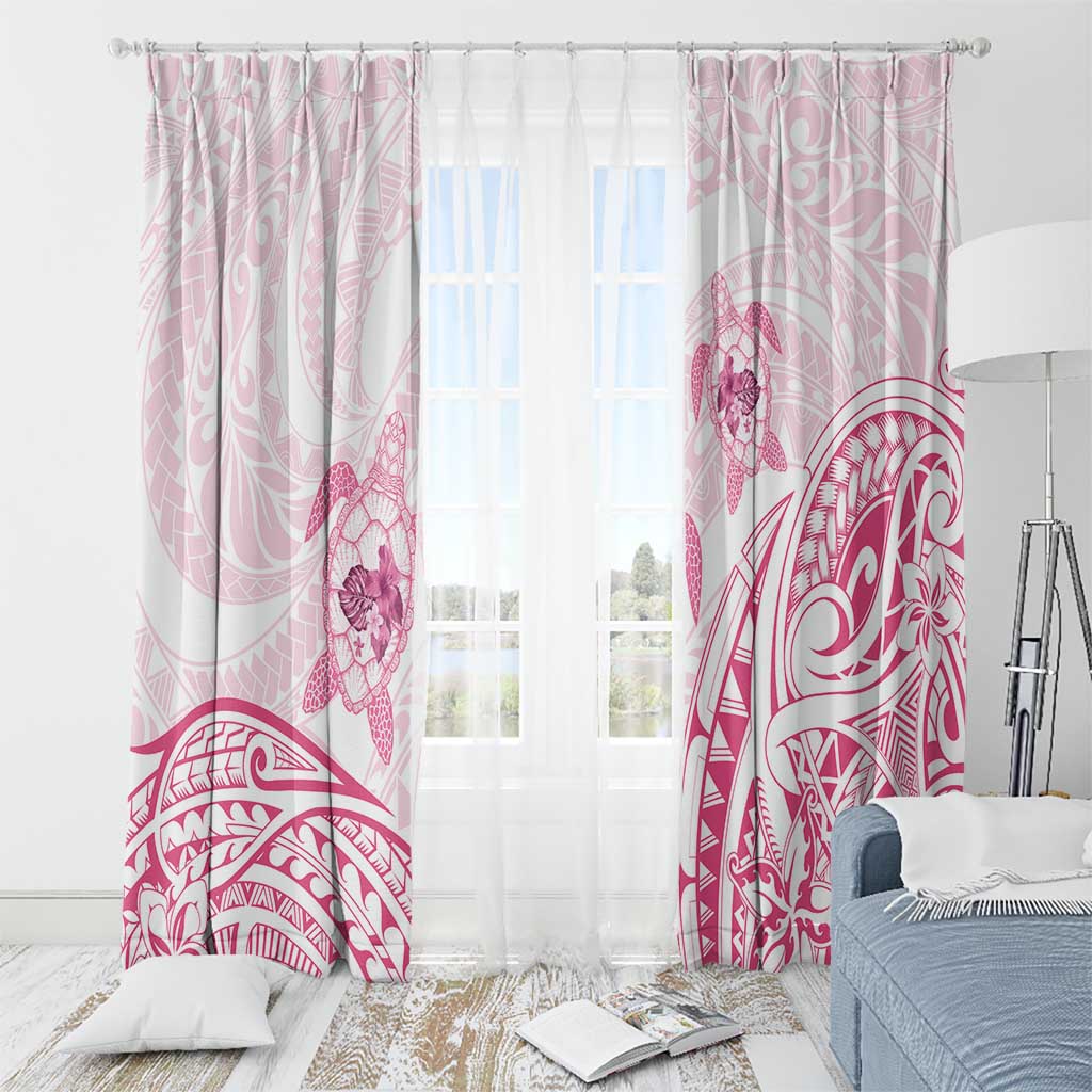 Pink White Polynesia Floral Sea Turtle Window Curtain - Polynesian Pride