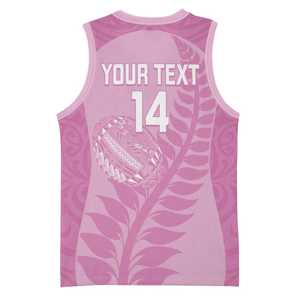 Custom New Zealand Silver Fern Rugby 2025 Basketball Jersey All Black Aotearoa Maori Pink - Polynesian Pride