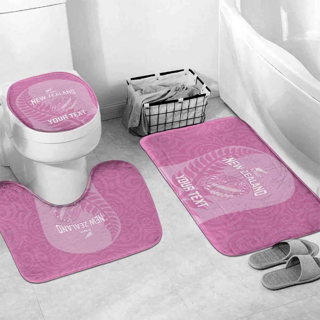 Custom New Zealand Silver Fern Rugby 2025 Bathroom Set All Black Aotearoa Maori Pink - Polynesian Pride