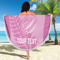 Custom New Zealand Silver Fern Rugby 2025 Beach Blanket All Black Aotearoa Maori Pink