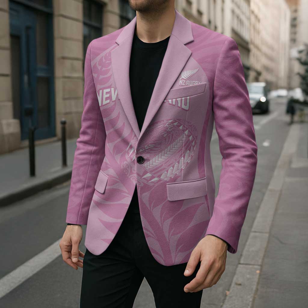 Custom New Zealand Silver Fern Rugby 2025 Blazer All Black Aotearoa Maori Pink - Polynesian Pride
