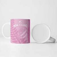 Custom New Zealand Silver Fern Rugby 2025 Ceramic Mug All Black Aotearoa Maori Pink - Polynesian Pride