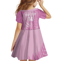 Custom New Zealand Silver Fern Rugby 2025 Family Matching Off Shoulder Maxi Dress and Hawaiian Shirt All Black Aotearoa Maori Pink