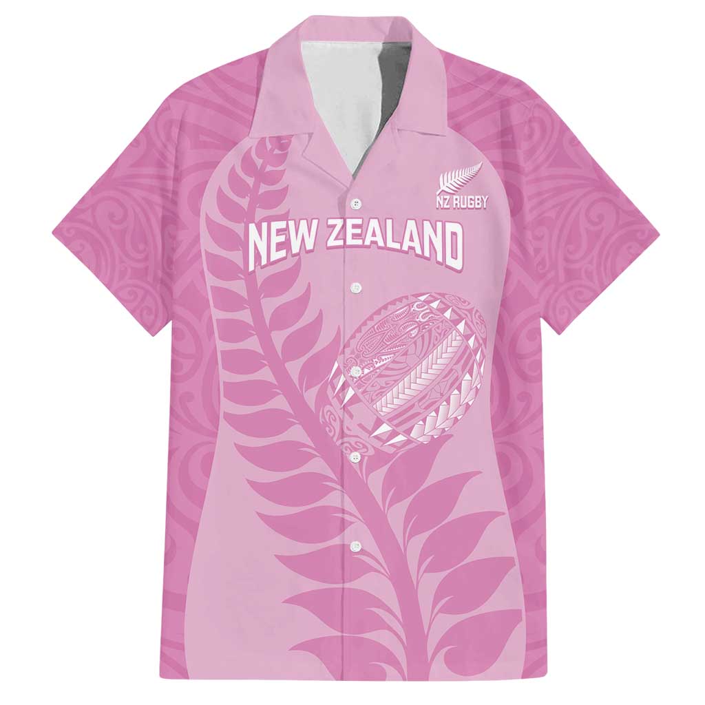 Custom New Zealand Silver Fern Rugby 2025 Family Matching Puletasi and Hawaiian Shirt All Black Aotearoa Maori Pink