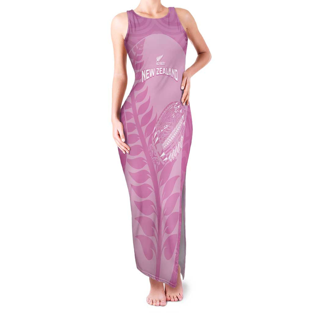 Custom New Zealand Silver Fern Rugby 2025 Family Matching Tank Maxi Dress and Hawaiian Shirt All Black Aotearoa Maori Pink