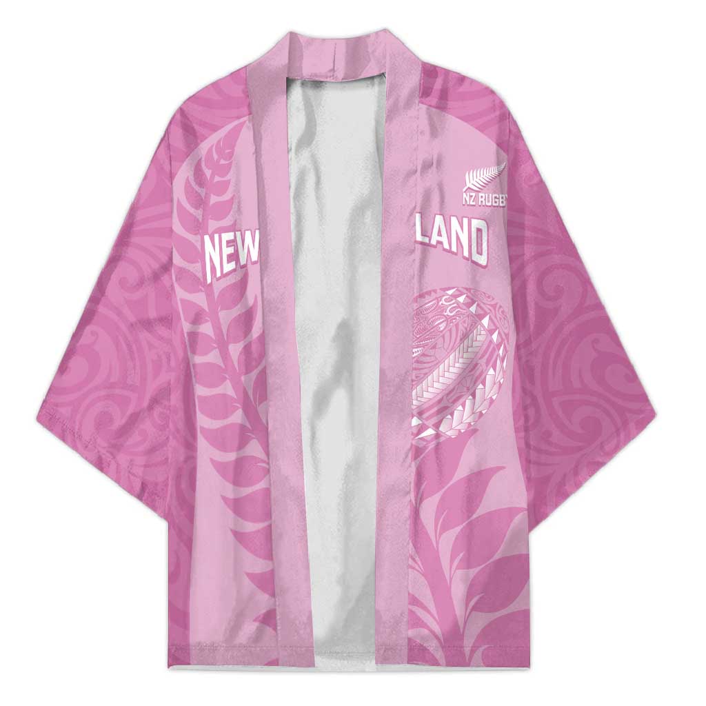 Custom New Zealand Silver Fern Rugby 2025 Kimono All Black Aotearoa Maori Pink - Polynesian Pride