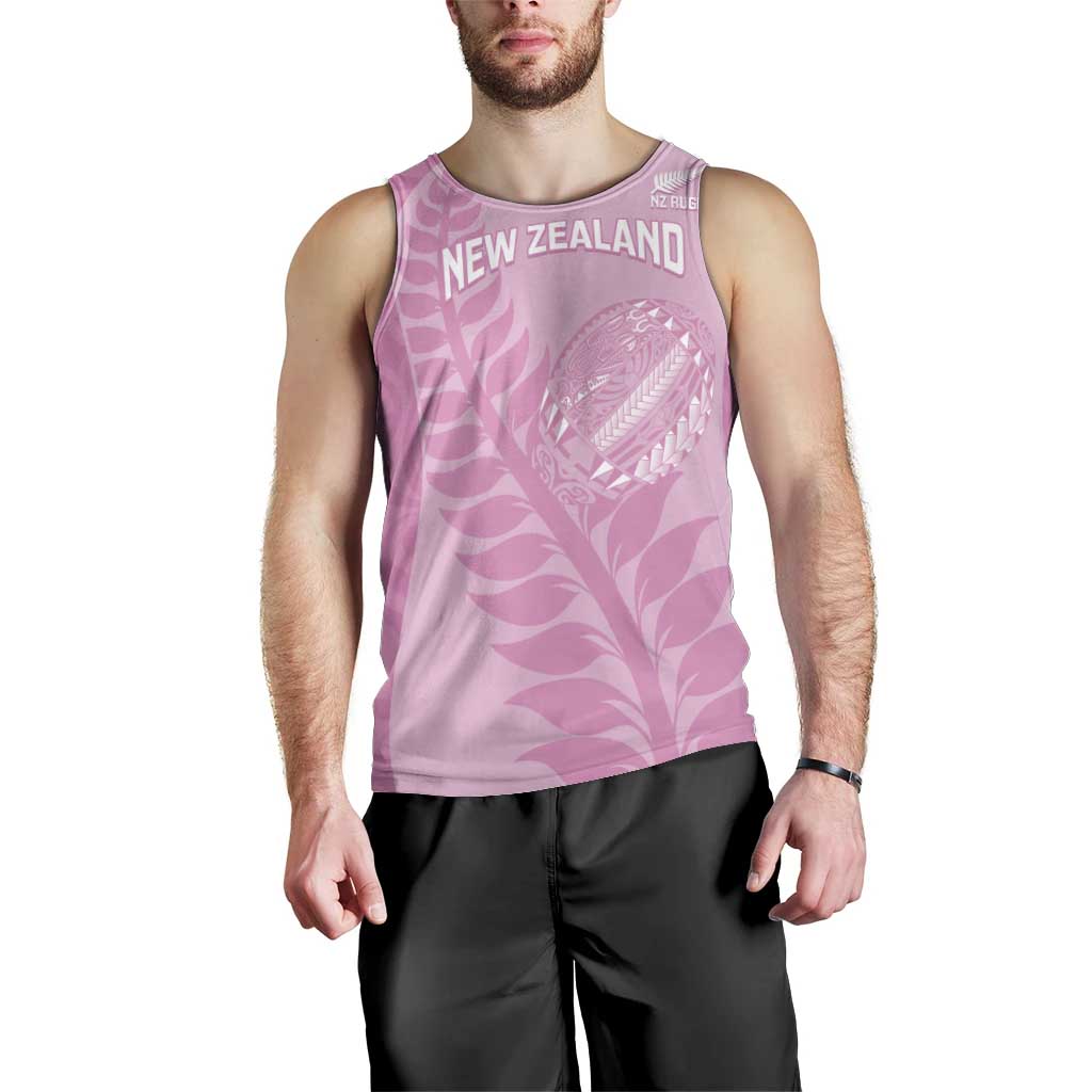 Custom New Zealand Silver Fern Rugby 2025 Men Tank Top All Black Aotearoa Maori Pink