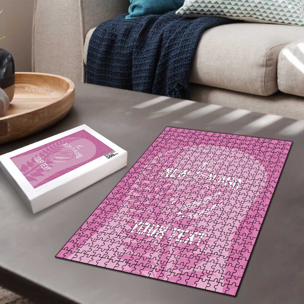 Custom New Zealand Silver Fern Rugby 2025 Puzzle All Black Aotearoa Maori Pink - Polynesian Pride
