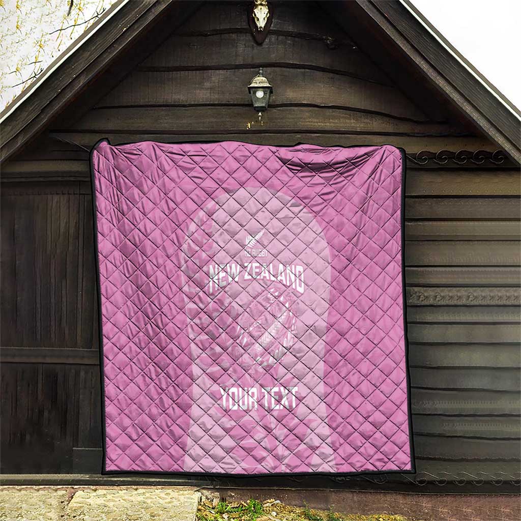 Custom New Zealand Silver Fern Rugby 2025 Quilt All Black Aotearoa Maori Pink