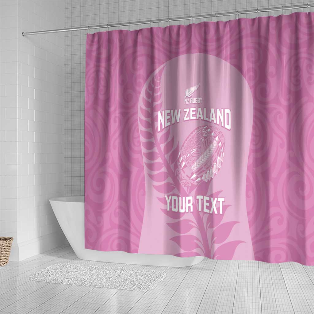 Custom New Zealand Silver Fern Rugby 2025 Shower Curtain All Black Aotearoa Maori Pink