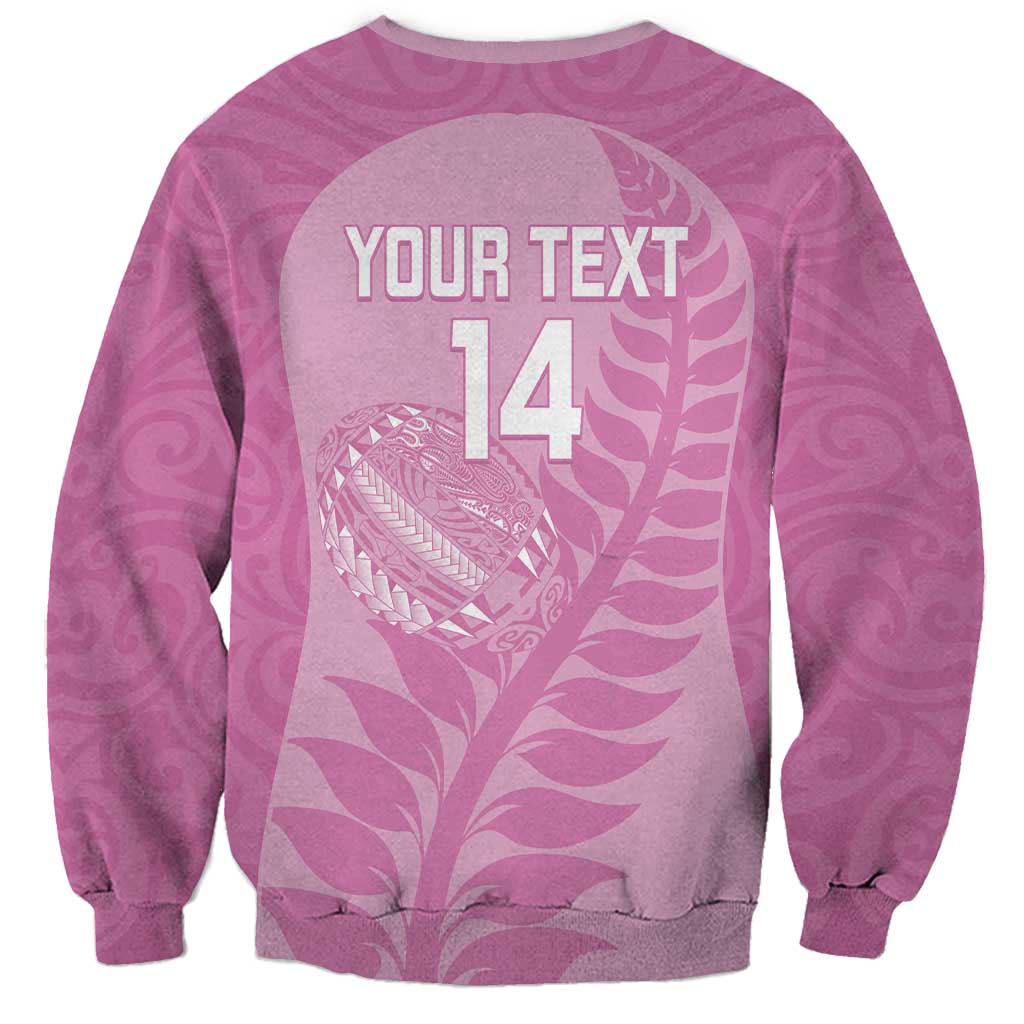 Custom New Zealand Silver Fern Rugby 2025 Sweatshirt All Black Aotearoa Maori Pink