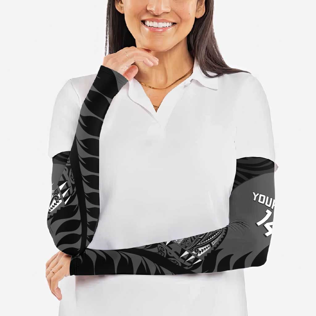 Custom New Zealand Silver Fern Rugby 2025 Arm Sleeves Go Champions Aotearoa Maori Black - Polynesian Pride