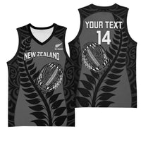Custom New Zealand Silver Fern Rugby 2025 Basketball Jersey Go Champions Aotearoa Maori Black - Polynesian Pride