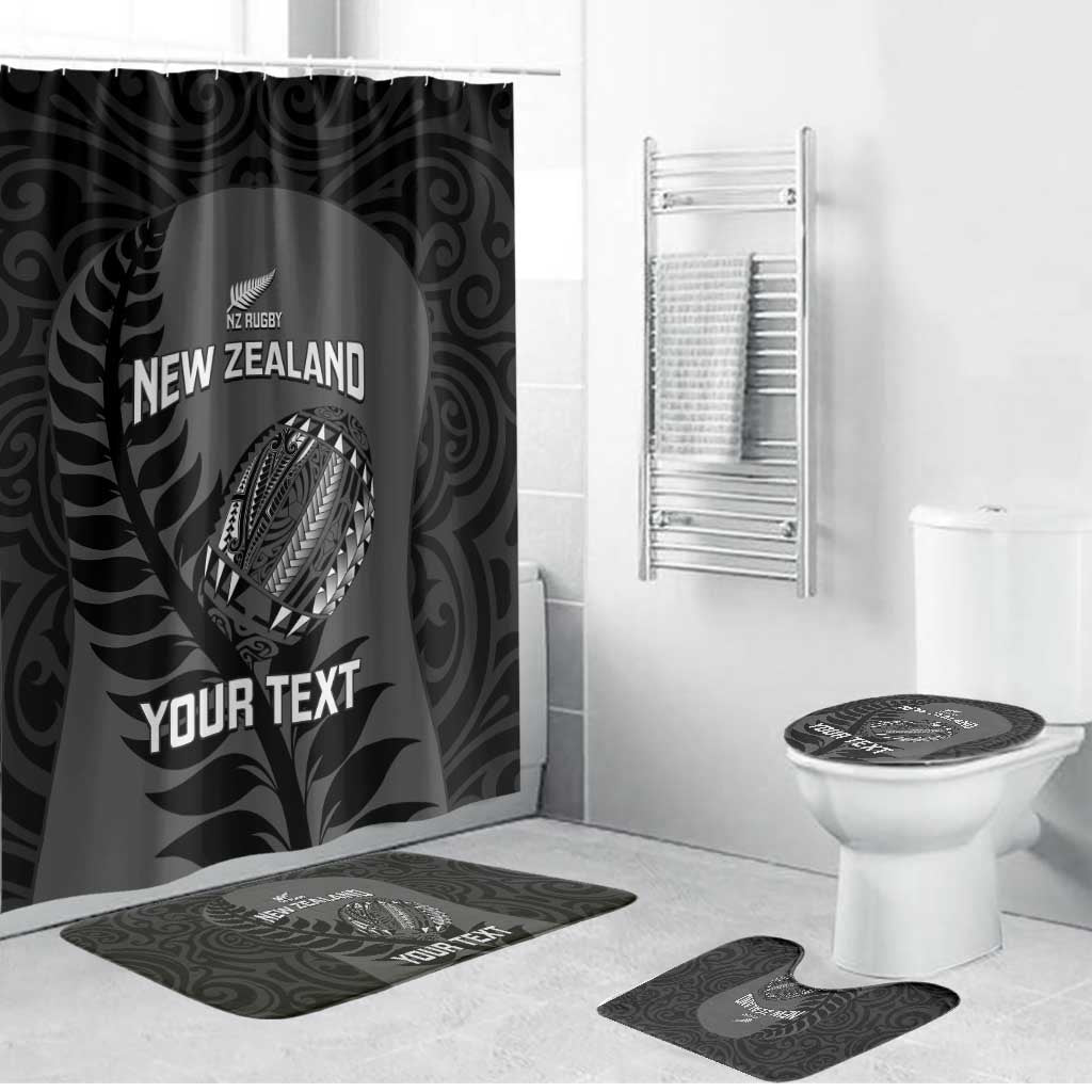 Custom New Zealand Silver Fern Rugby 2025 Bathroom Set Go Champions Aotearoa Maori Black - Polynesian Pride