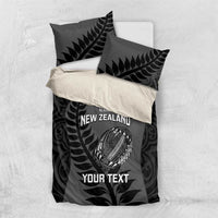 Custom New Zealand Silver Fern Rugby 2025 Bedding Set Go Champions Aotearoa Maori Black