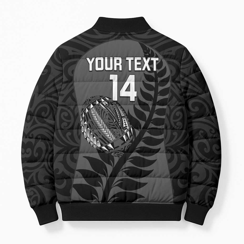 Custom New Zealand Silver Fern Rugby 2025 Bomber Puffer Jacket Go Champions Aotearoa Maori Black - Polynesian Pride