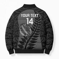 Custom New Zealand Silver Fern Rugby 2025 Bomber Puffer Jacket Go Champions Aotearoa Maori Black - Polynesian Pride
