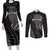 Custom New Zealand Silver Fern Rugby 2025 Couples Matching Long Sleeve Bodycon Dress and Long Sleeve Button Shirt Go Champions Aotearoa Maori Black