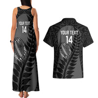 Custom New Zealand Silver Fern Rugby 2025 Couples Matching Tank Maxi Dress and Hawaiian Shirt Go Champions Aotearoa Maori Black