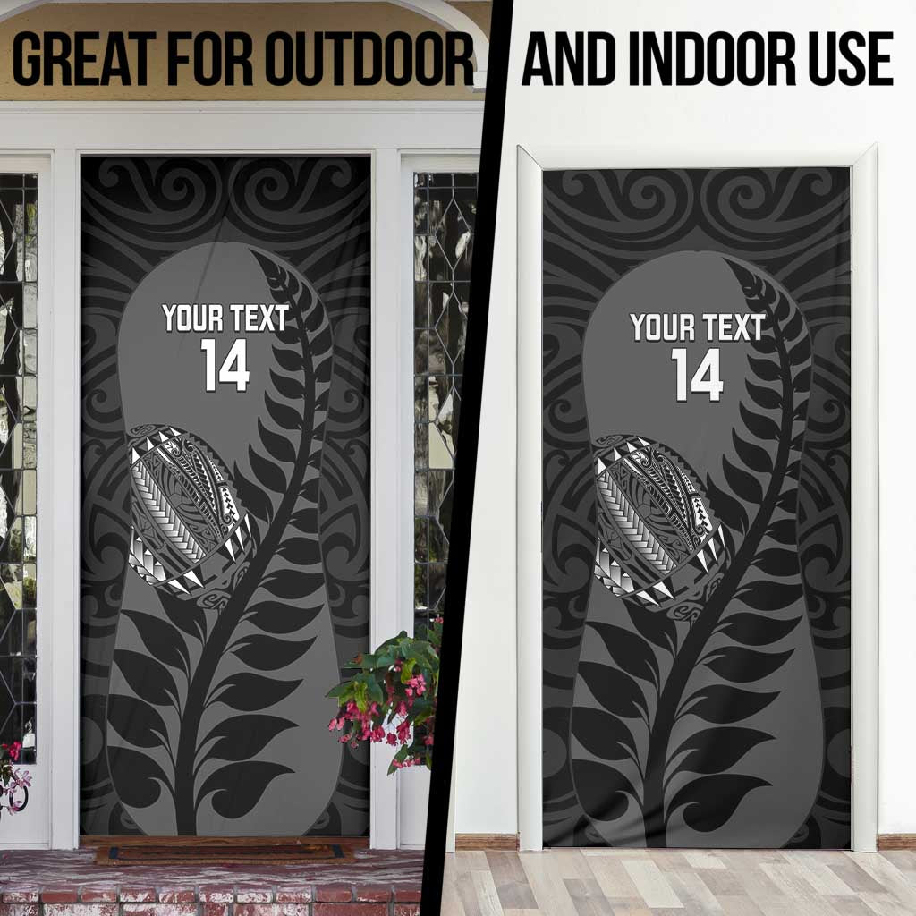 Custom New Zealand Silver Fern Rugby 2025 Door Cover Go Champions Aotearoa Maori Black - Polynesian Pride