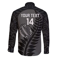 Custom New Zealand Silver Fern Rugby 2025 Family Matching Off The Shoulder Long Sleeve Dress and Hawaiian Shirt Go Champions Aotearoa Maori Black