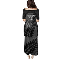 Custom New Zealand Silver Fern Rugby 2025 Family Matching Puletasi and Hawaiian Shirt Go Champions Aotearoa Maori Black