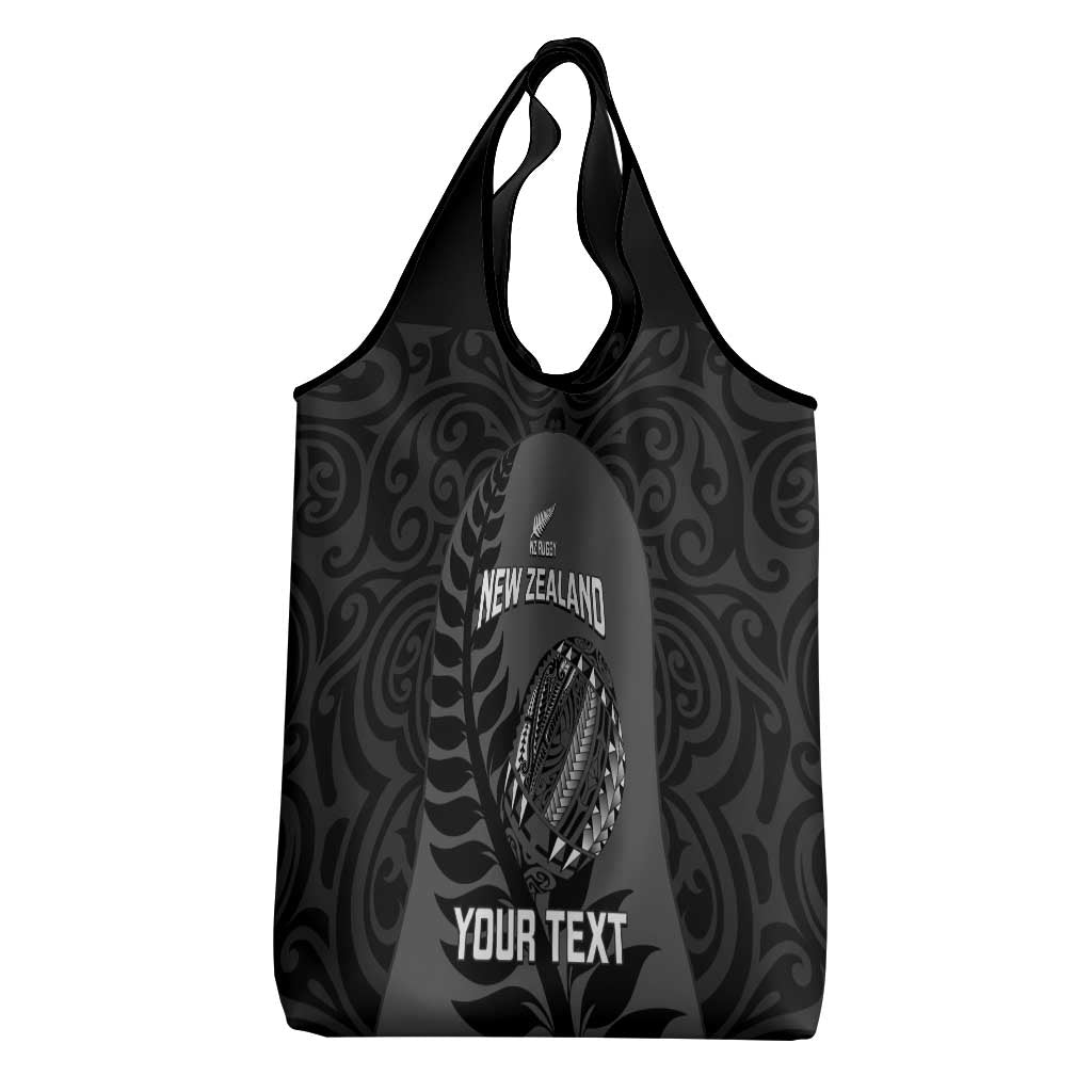 Custom New Zealand Silver Fern Rugby 2025 Grocery Bag Go Champions Aotearoa Maori Black