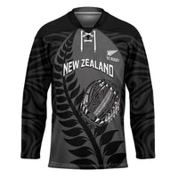 Custom New Zealand Silver Fern Rugby 2025 Hockey Jersey Go Champions Aotearoa Maori Black - Polynesian Pride