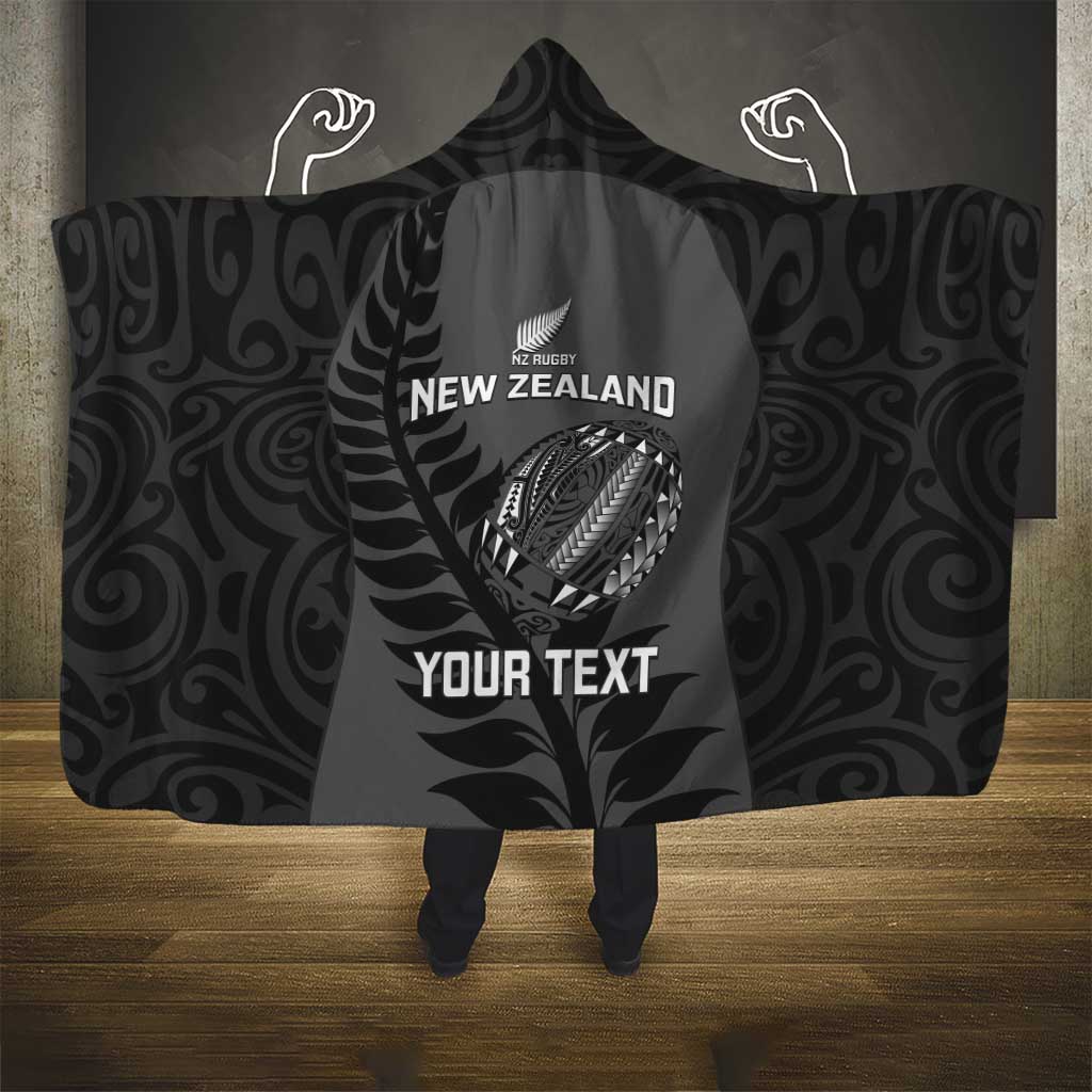 Custom New Zealand Silver Fern Rugby 2025 Hooded Blanket Go Champions Aotearoa Maori Black