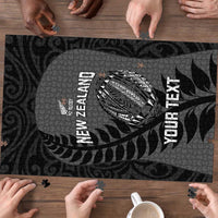 Custom New Zealand Silver Fern Rugby 2025 Puzzle Go Champions Aotearoa Maori Black - Polynesian Pride