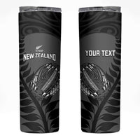 Custom New Zealand Silver Fern Rugby 2025 Skinny Tumbler Go Champions Aotearoa Maori Black