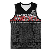 Custom New Zealand Silver Fern Rugby Basketball Jersey All Black Maori Taniko Pattern - Polynesian Pride