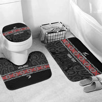 Custom New Zealand Silver Fern Rugby Bathroom Set All Black Maori Taniko Pattern - Polynesian Pride