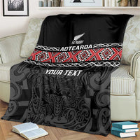 Custom New Zealand Silver Fern Rugby Blanket All Black Maori Taniko Pattern