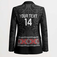 Custom New Zealand Silver Fern Rugby Blazer All Black Maori Taniko Pattern - Polynesian Pride