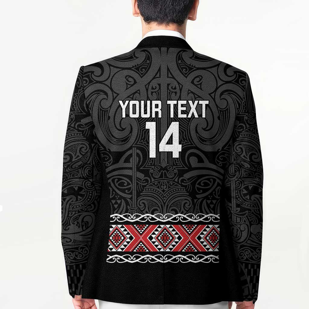 Custom New Zealand Silver Fern Rugby Blazer All Black Maori Taniko Pattern - Polynesian Pride