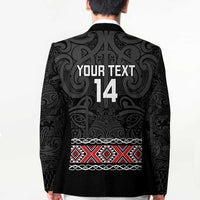 Custom New Zealand Silver Fern Rugby Blazer All Black Maori Taniko Pattern - Polynesian Pride