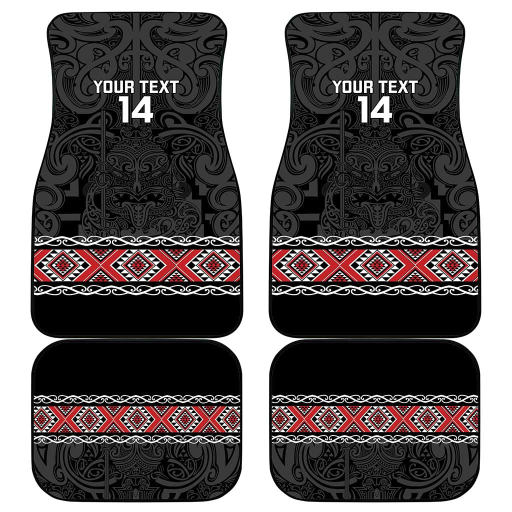 Custom New Zealand Silver Fern Rugby Car Mats All Black Maori Taniko Pattern
