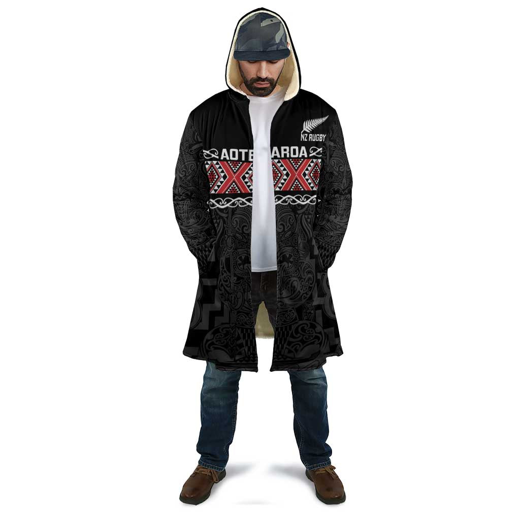 Custom New Zealand Silver Fern Rugby Cloak All Black Maori Taniko Pattern - Polynesian Pride