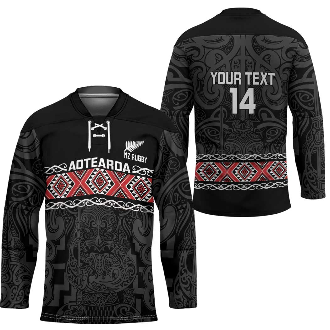 Custom New Zealand Silver Fern Rugby Hockey Jersey All Black Maori Taniko Pattern - Polynesian Pride